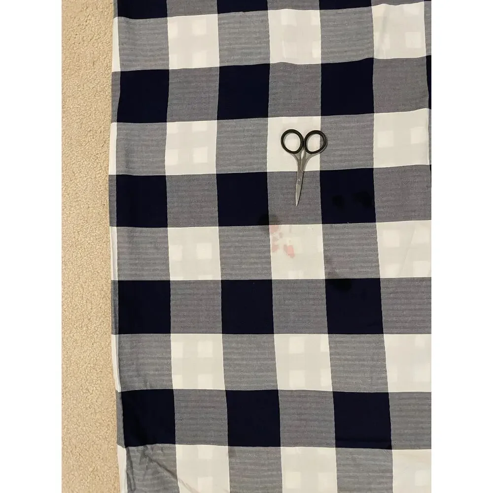Pottery Barn Check Organic Cotton Blue White Full/Queen Duvet Cover 92x88
